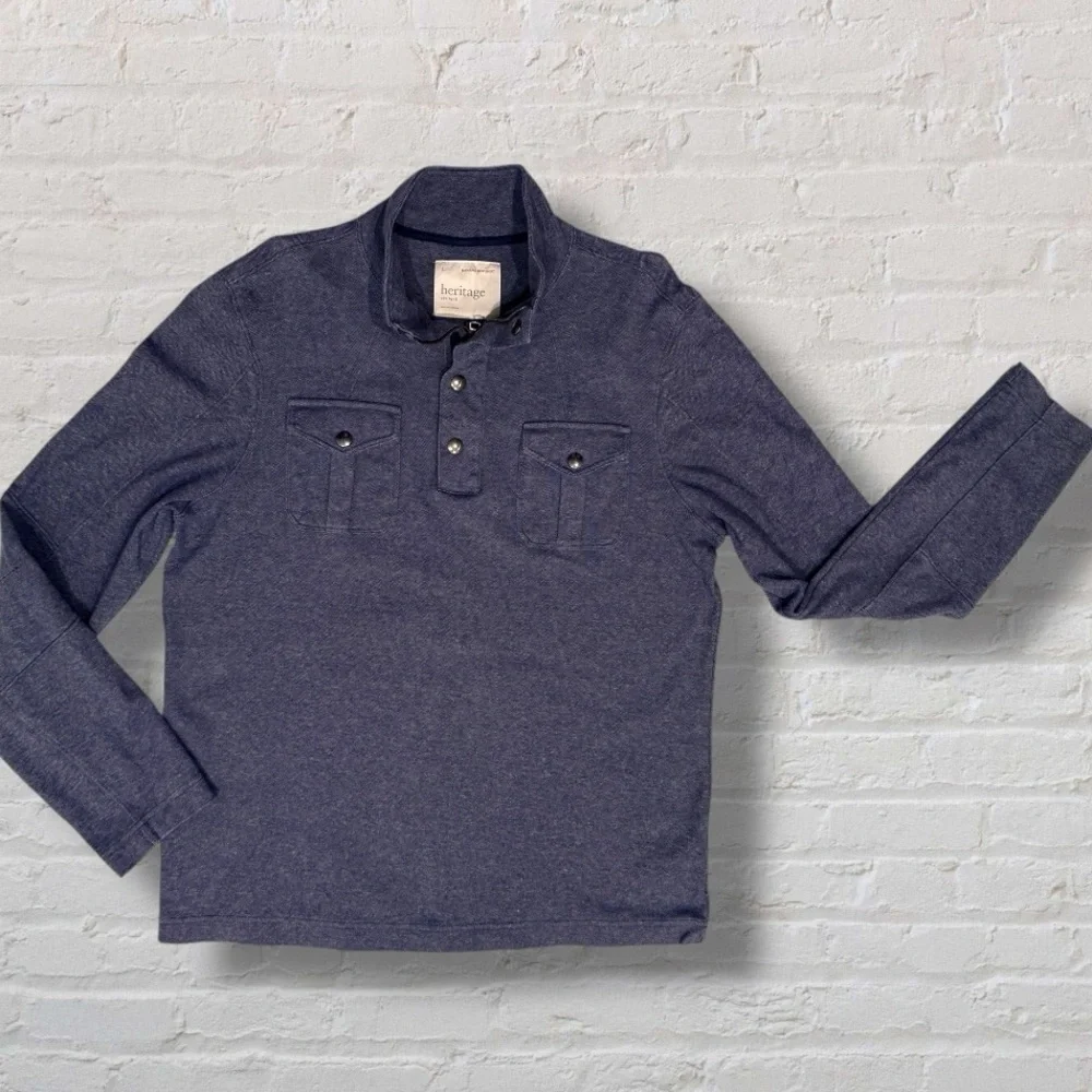🧥 Banana Republic Heritage Moto Snap 1/2 Zip Pullover Men’s L | Navy Blue